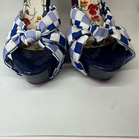 Betsey Johnson Plaid Knotted Patent Leather Platform Heel - Picture 2 of 8